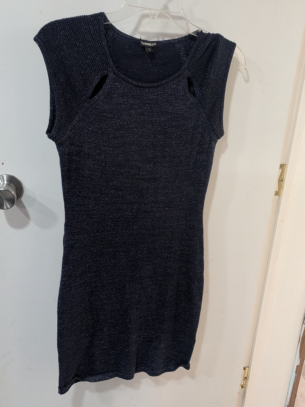 Express Navy Sparkle Knit Mini Dress